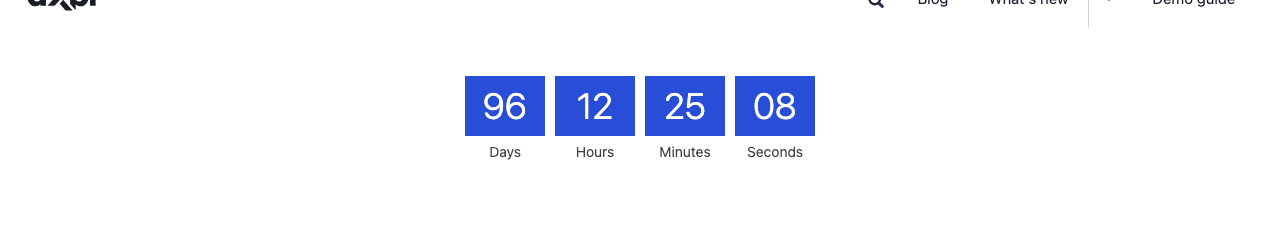 Countdown timer in 3D flip style showing days, hours, minutes and seconds until an open day