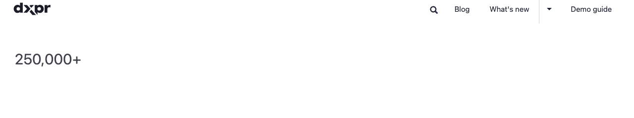 Number counter showing 250,000+ with a comma thousand separator